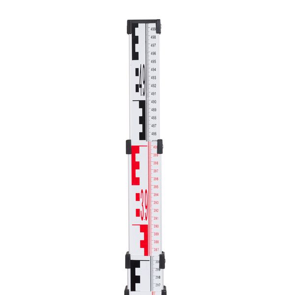Teleskopnivelliermeter 5m, E-Teilung und seitliche mm-Teilung