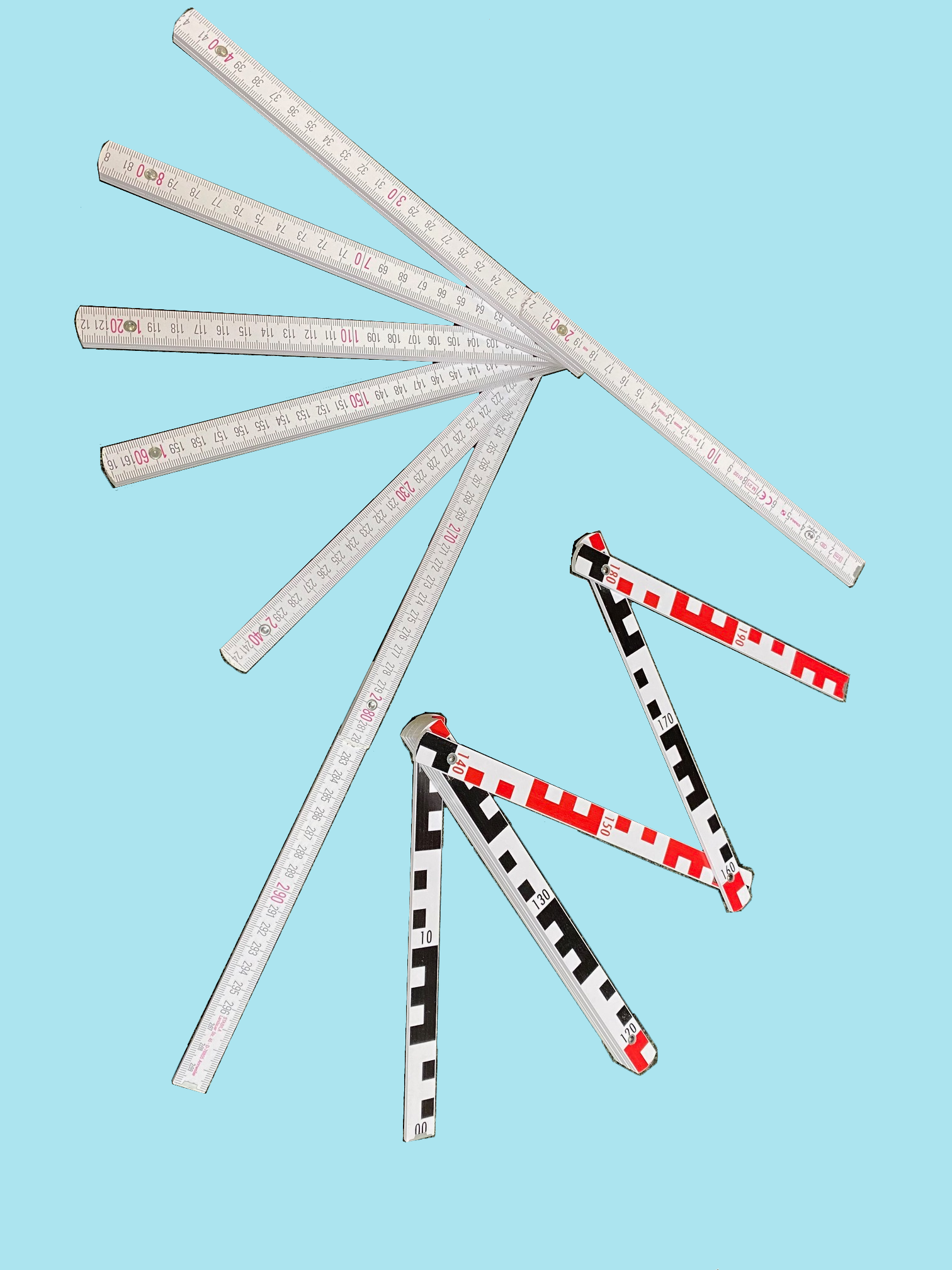 Geometer-Maßstab klein, 2m, 10 Glieder, Holz