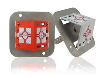 Edelstahl-Adapter m. Winkelverm.plakette, rot