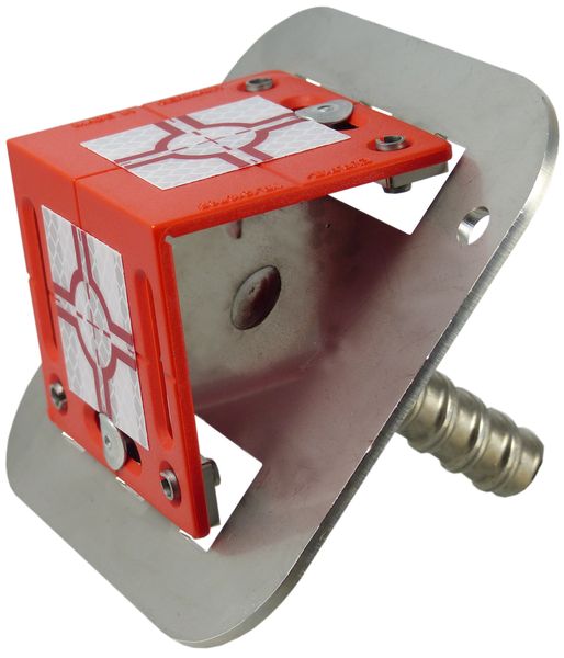 Edelstahl-Adapter m. Winkelverm.plakette, rot