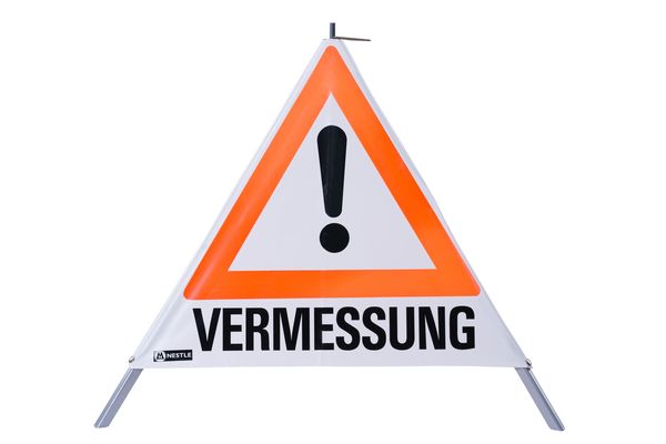 Warnpyramide / Faltsignal mit Mittelfuß, 90cm, Gefahrenzeichen + "Vermessung"