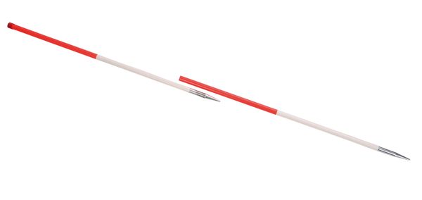 Stahlfluchtstab, zerlegbar, runde Rohrspitze, 2,16m,  r/w w/r
