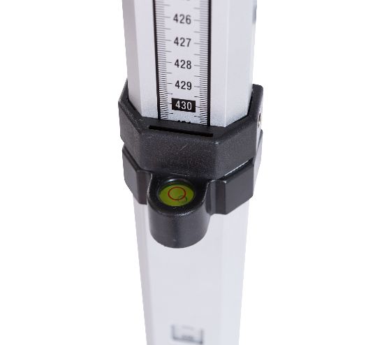 Teleskopnivelliermeter 5m, E-Teilung, Rückseite Stichmaß