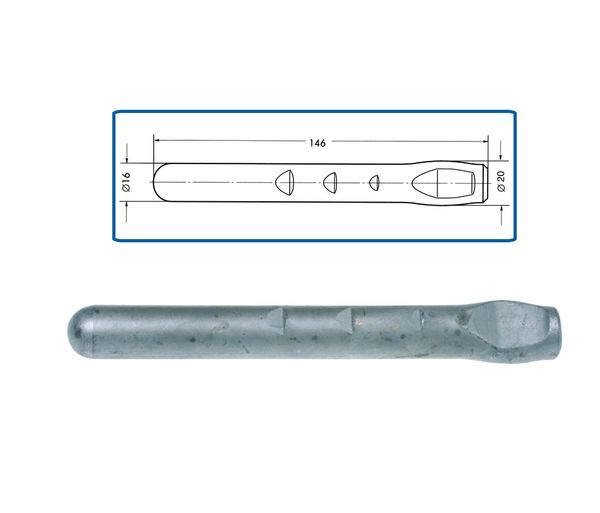 Messniete, ohne Gewinde, Stahl verzinkt, L 146mm
