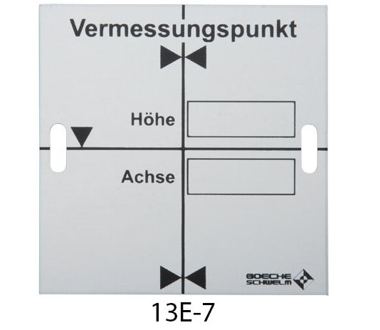 Meterriss-Marke, Alu, Kreuz und Beschriftungsfelder