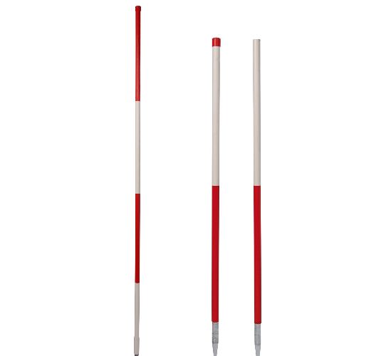 Stahlfluchtstab, zerlegbar, runde Rohrspitze, 2,16m,  r/w w/r